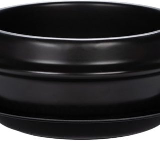 Korean stone bowl with tray, 57 oz earthenware for bibimbap and hot pot.
