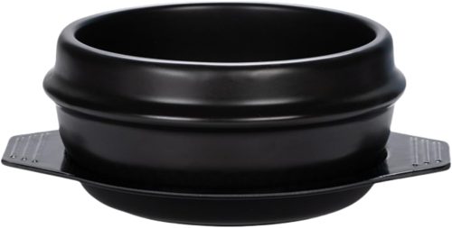 Korean stone bowl with tray, 57 oz earthenware for bibimbap and hot pot.