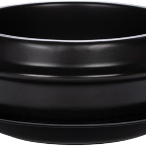 Korean stone bowl with tray, 57 oz earthenware for bibimbap and hot pot.