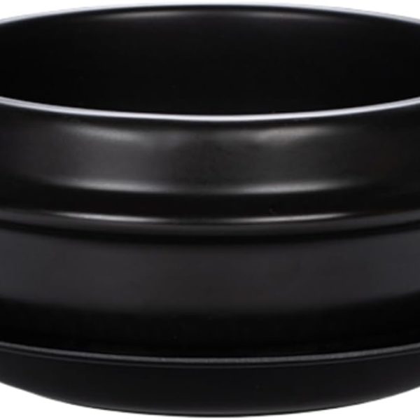 Korean stone bowl with tray, 57 oz earthenware for bibimbap and hot pot.