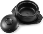 Korean clay cooking pot set with lid and trivet, 38 oz heat-resistant ceramic for soups and stews.