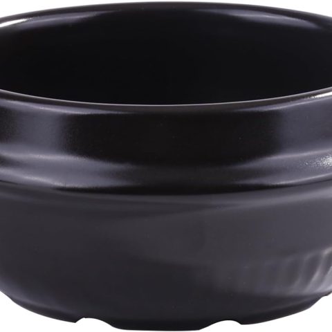 Korean ceramic dolsot bowl with black glazed finish, 37 oz for crispy rice and soups.
