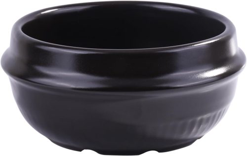 Korean ceramic dolsot bowl with black glazed finish, 37 oz for crispy rice and soups.