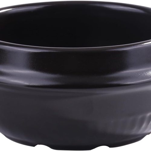 Korean ceramic dolsot bowl with black glazed finish, 37 oz for crispy rice and soups.