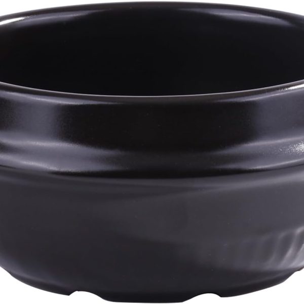 Korean ceramic dolsot bowl with black glazed finish, 37 oz for crispy rice and soups.