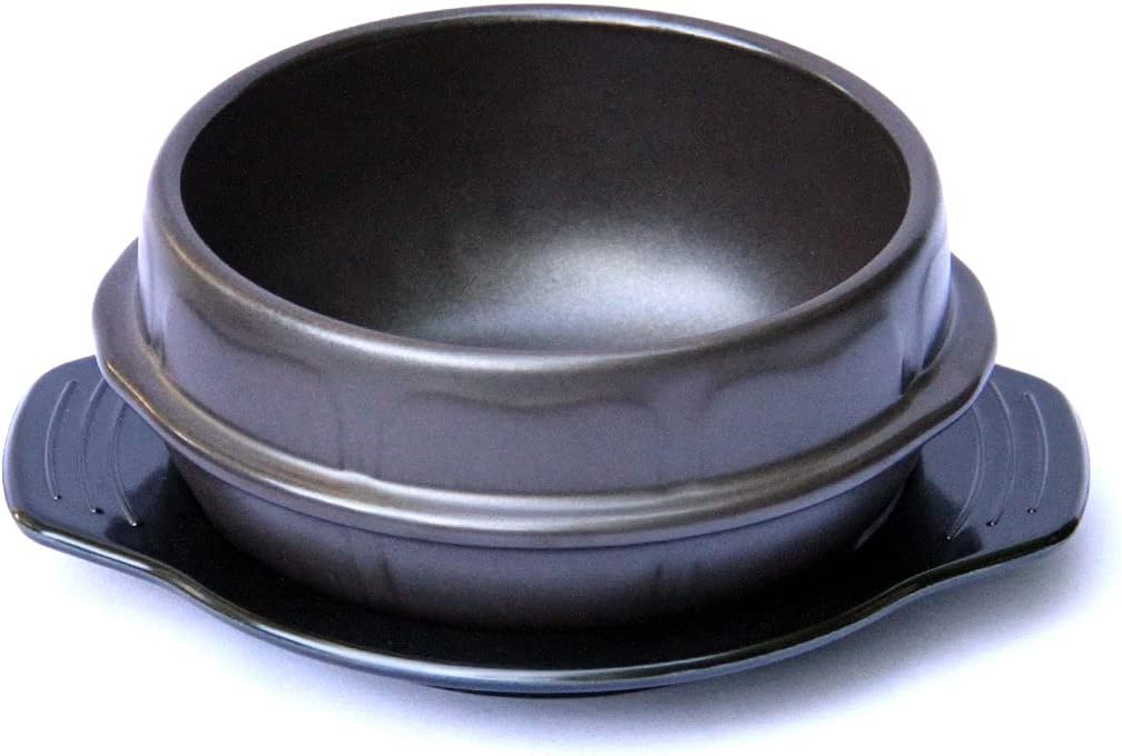 Korean stone bowl without lid, 38 oz capacity for bibimbap and soup, premium ceramic.