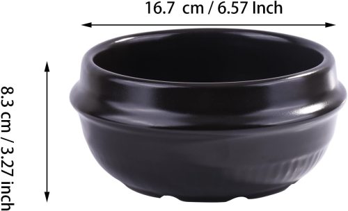 Korean ceramic dolsot bowl with black glazed finish, 37 oz for crispy rice and soups.