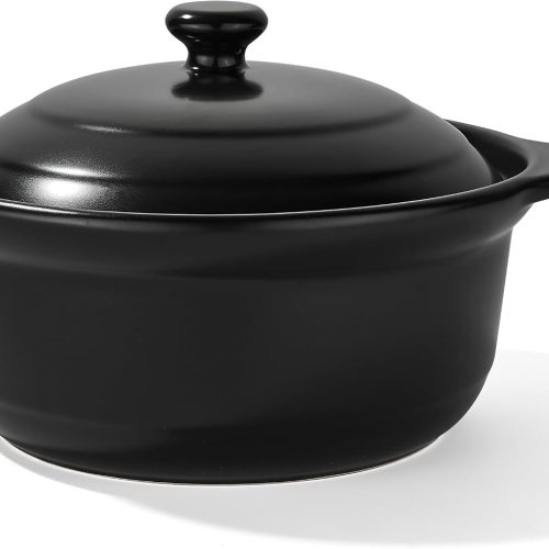 Korean dolsot pot set with lid, 3.4 quart capacity, suitable for bibimbap and stews.