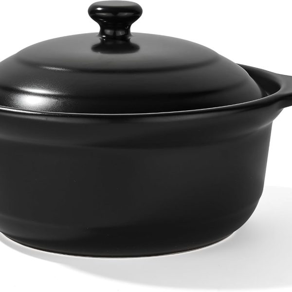 Korean dolsot pot set with lid, 3.4 quart capacity, suitable for bibimbap and stews.