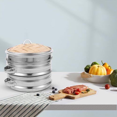Bamboo Dumpling Steamer Basket with Lid