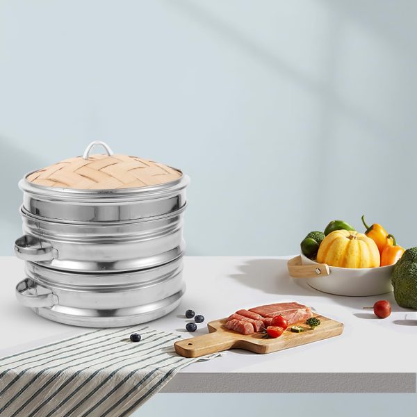 Bamboo Dumpling Steamer Basket with Lid