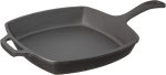 Pre-seasoned square cast iron skillet for grill, gas, oven, and induction cooking.