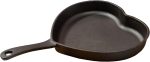 Pre-seasoned heart-shaped cast iron skillet, heavy-duty frying pan for cooking and baking, oven safe.