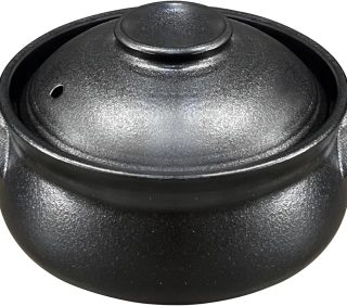 Korean stoneware casserole pot with lid, 1100ml for hot pot and bibimbap.