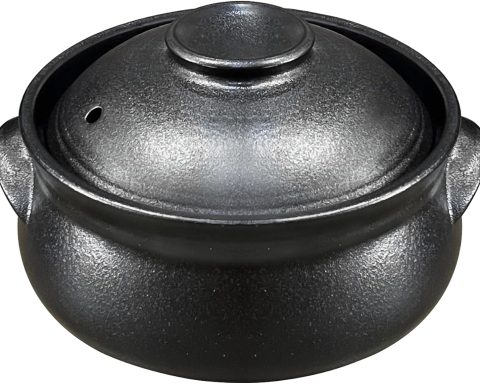 Korean stoneware casserole pot with lid, 1100ml for hot pot and bibimbap.