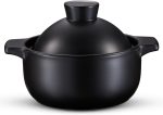Large Korean dolsot bowl with lid, 68 oz capacity, oven and dishwasher safe.