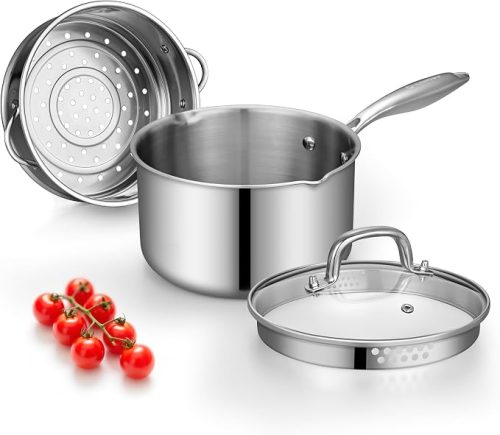 Tri Ply Stainless Steel Pot with Steamer