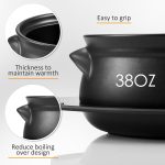Korean clay cooking pot set with tray, 38 oz ceramic sizzling hot pot for stews and noodles.