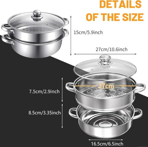 Stainless Steel Steamer Pot with Glass Lid
