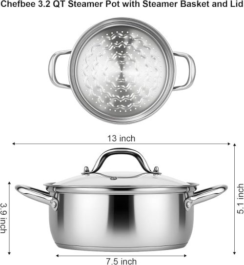 Stainless Steel Food Steamer with Basket