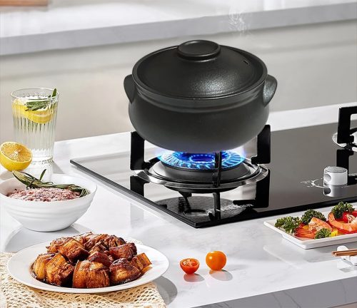 Korean stoneware casserole pot with lid, 1100ml for hot pot and bibimbap.