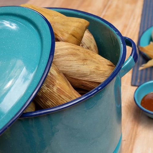 Enamel Steamer Pot with Lid and Rack