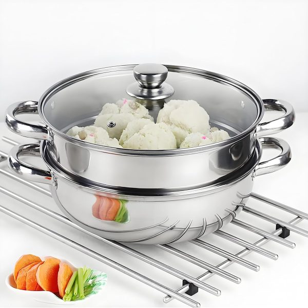 Stainless Steel Steamer Pot with Glass Lid