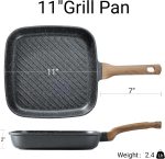 Nonstick grill pan with granite coating, square design, suitable for indoor, outdoor, RV, and camping use.