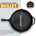 Premium cast iron saut?? pan with lid, pre-seasoned, safe for indoor and outdoor cooking.
