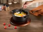 Large Korean dolsot bowl with lid, 68 oz capacity, oven and dishwasher safe.