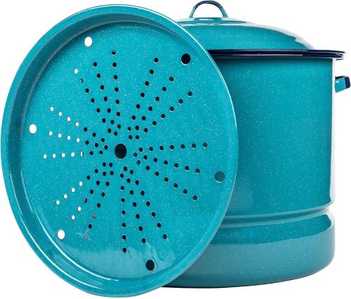 Enamel Steamer Pot with Lid and Rack